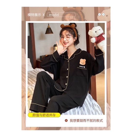 Đồ bộ đồ ngủ pyjama tay dài nhí nhảnh dễ thương phong cách hàn quốc thu đông | BigBuy360 - bigbuy360.vn