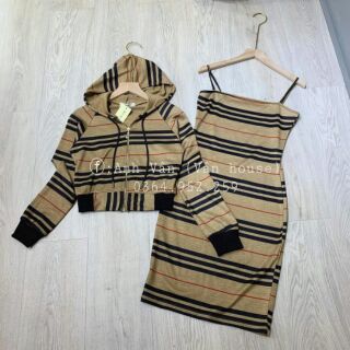[ TẶNG 🎁 + SALE ] SET VÁY BODY KẺ MIX ÁO KHOÁC BBR