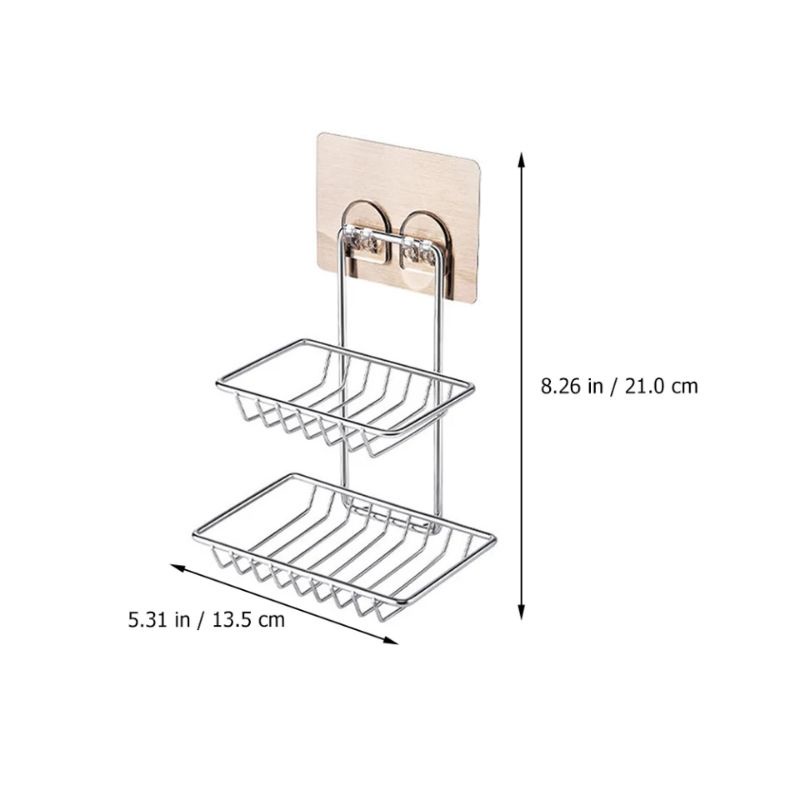 Kệ Đựng Xà Bông Xà Phòng Dán Tường Inox 2 Tầng