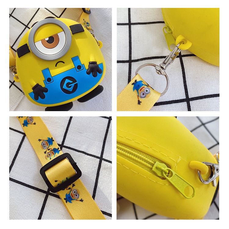 Túi Đeo Chéo Vai Bằng Silicon Mềm Hình Minion Làm Quà Tặng Sinh Nhật Cho Bé