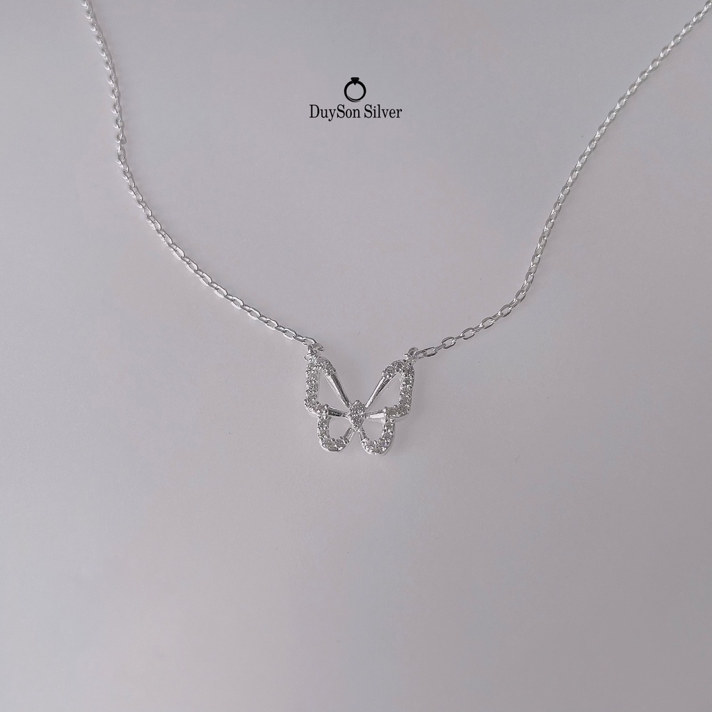 Dây chuyền bạc nữ DUYSON SILVER, vòng cổ bạc 925 mặt hồ điệp đính đá xinh xắn dễ thương