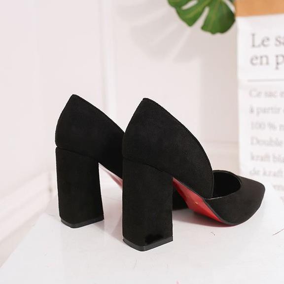 Giày Cao Gót vuông 7cm Nữa Công Sở Da Lộn