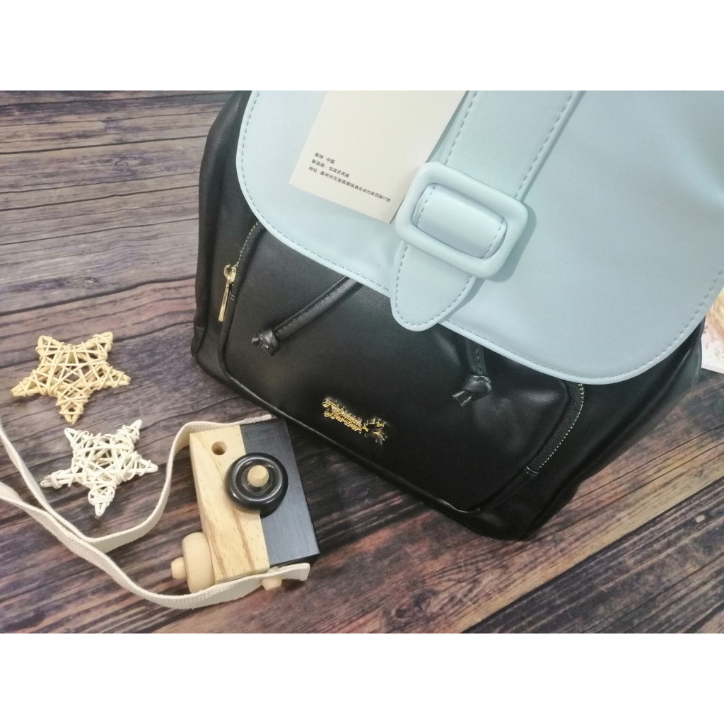 Ba lô phối màu xanh ngọc và đen PU #RebeccaBonbon chú cún Nhật Bản