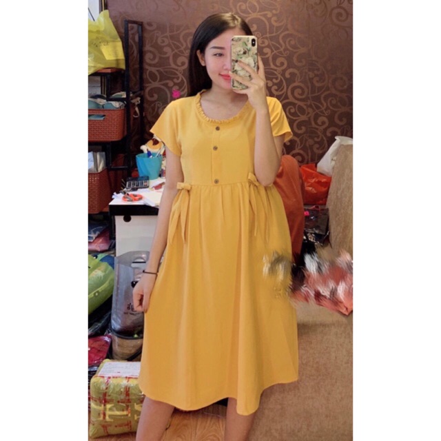 (Sỉ, lẻ) Váy bầu cổ bèo cực đẹp giá rẻ (có video, ảnh thật)