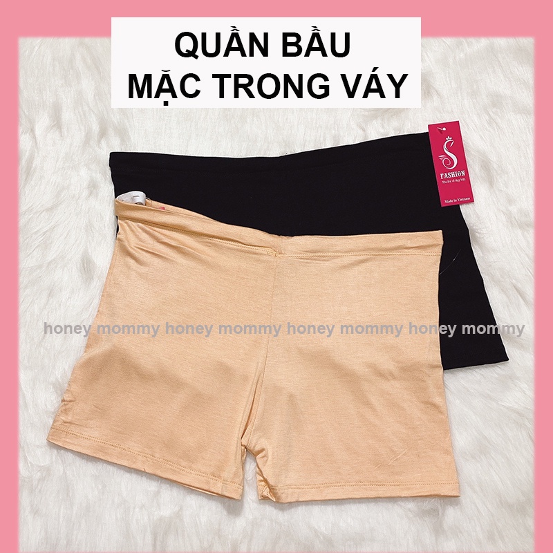 Quần Bầu Mặc Trong Váy Cạp Chéo Chất Cotton Phối Ren Honey Mommy