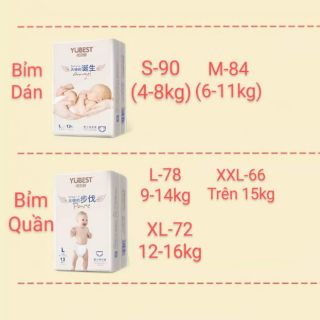 Bỉm Yu Best Dán/Quần Angel S/90, M/84, L/78,XL/72,XX.L/66