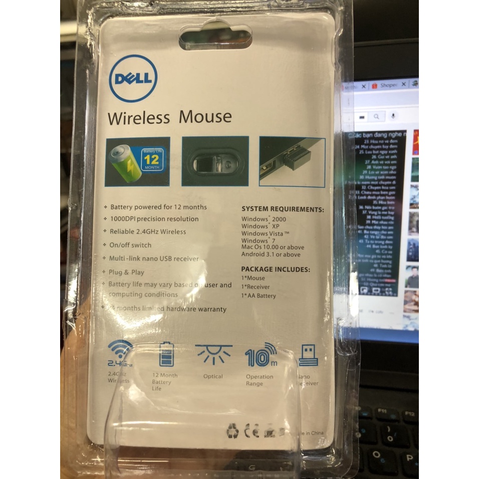 Chuột máy tính không dây DELL- Lướt Nhẹ Êm Ái, Cầm Vừa Tay, Bảo Hành 6 Tháng