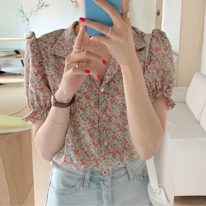 Áo Sơ Mi Ngắn Tay Họa Tiết Hoa Thời Trang Dành Cho Nữ