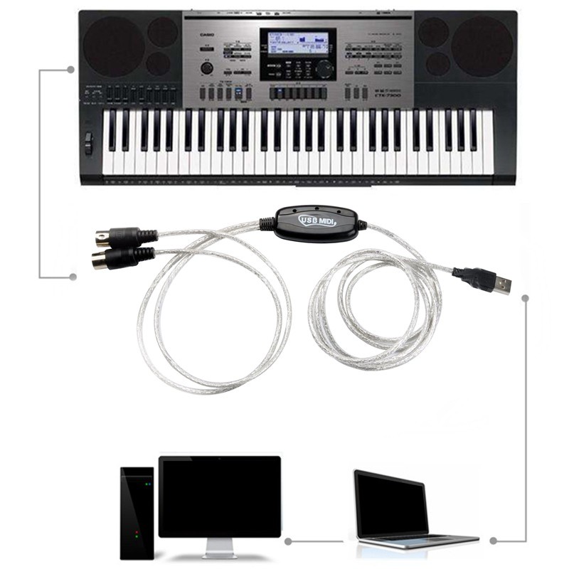 USB to Midi Cable Music Editing Cable Piano Computer Connection Cable