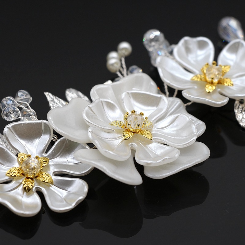 Cài tóc hình bông hoa đính ngọc trai giả thời trang cho cô dâu