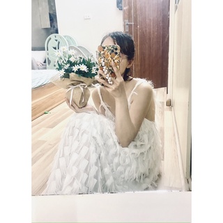 Chậu hoa cúc hoạ mi trắng giả