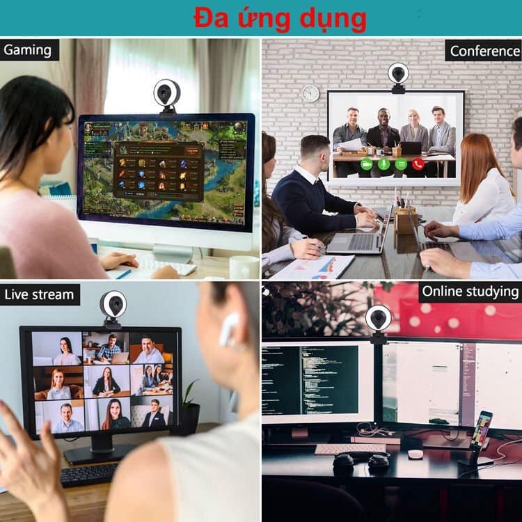 Cực nét] Webcam hỗ trợ học online có Mic,tích hợp đèn trợ sáng độ phân giải 1080P 2K | BigBuy360 - bigbuy360.vn