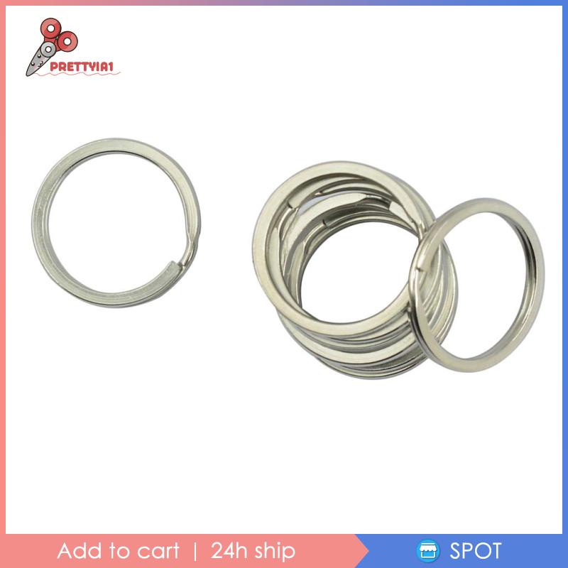 [Prettyia1] Vòng Móc Chìa Khóa Tròn Chia Ngăn Bằng Thép Không Gỉ 35Mm DIY