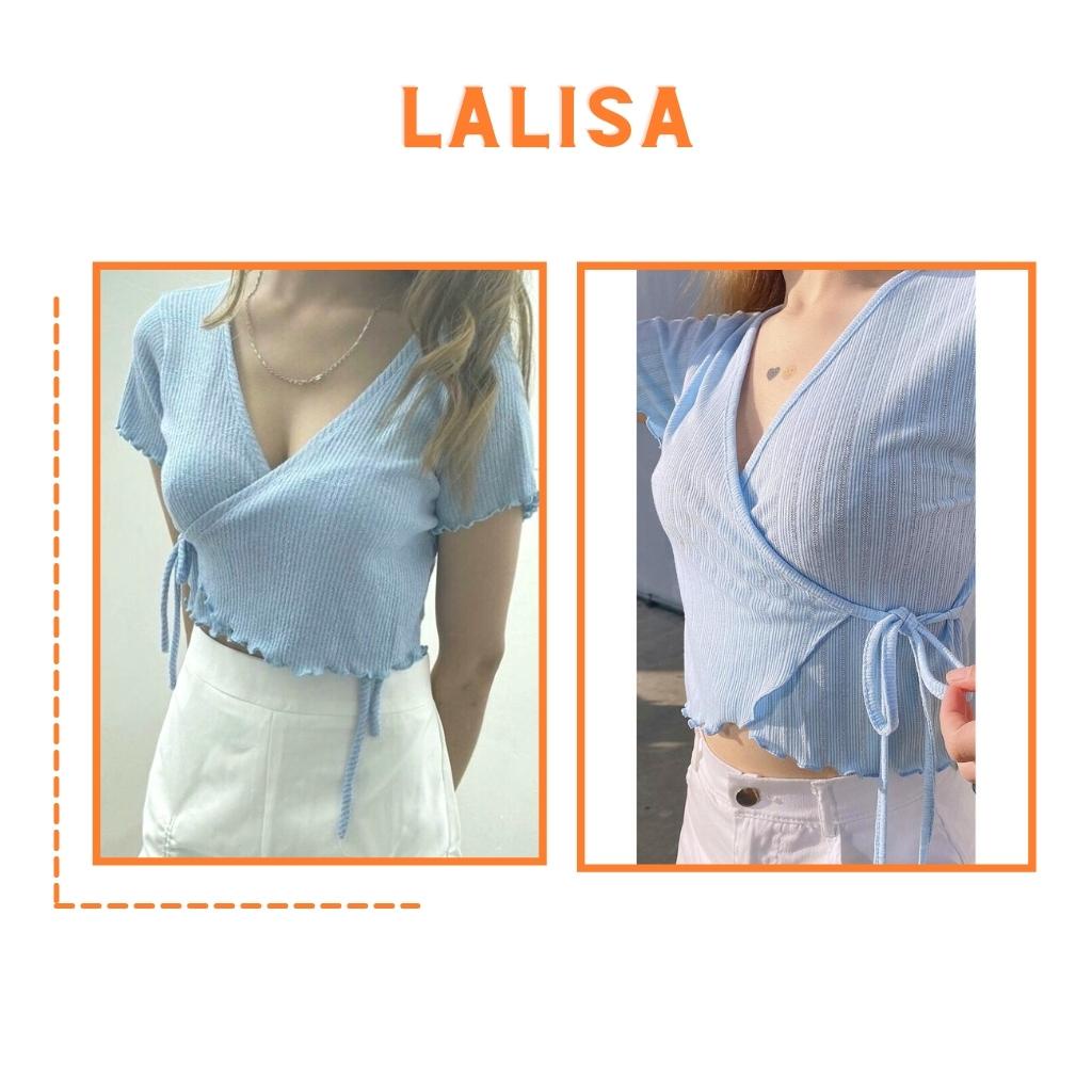 Áo Croptop Kiểu LALISA Croptop Tay Ngắn Nữ Ôm Body Thun Gân Hở Bụng Cổ Tim Sexy Hai Màu Trắng Đen AO032