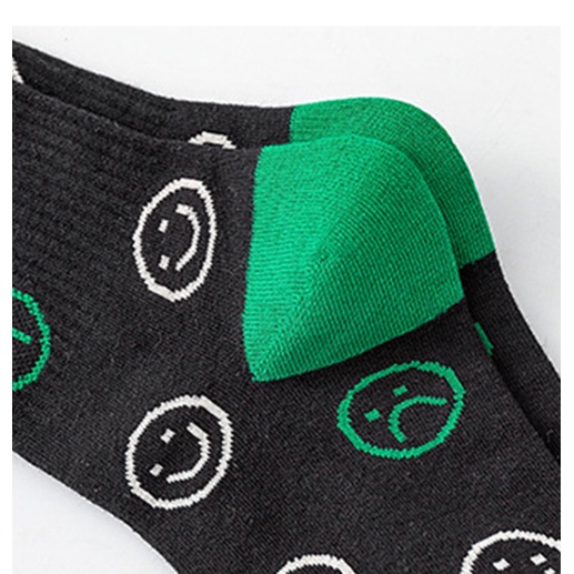 Tất vớ cao cổ họa tiết kẻ trắng, xanh, mặt cười cho nam nữ