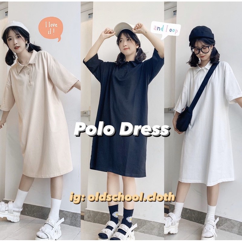 Váy polo cổ đức phong cách Hàn Quốc Váy polo Đầm dáng suông ulzzang