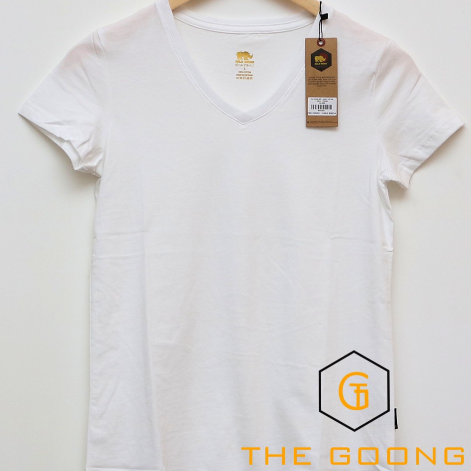 Áo Phông Trơn Nữ TheGoong Cổ Tim, Áo Thun Nữ Basic Cotton Cao Cáp Hàng Hiệu Thoáng Mát Kháng Khuẩn Tay Ngắn Trắng