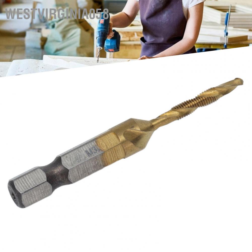 Westvirginia058 Tap khoan Bits Hex Shank Titan tráng Metric Trục vít kết hợp Bit khai thác cho gỗ
