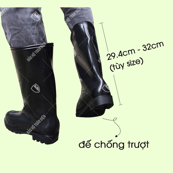 Ủng cao su, Ủng đi mưa chống nước, chống trượt, màu đen TGP | Hàng Vietnam Chất lượng Cao