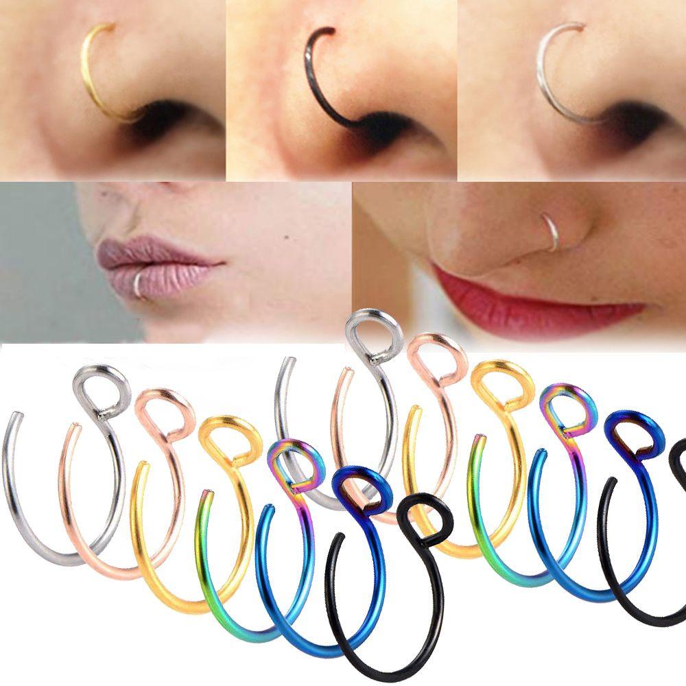 1 Nhẫn Mũi Bằng Thép Không Gỉ Nhiều Màu Sắc Thời Trang Dành Cho Nữ