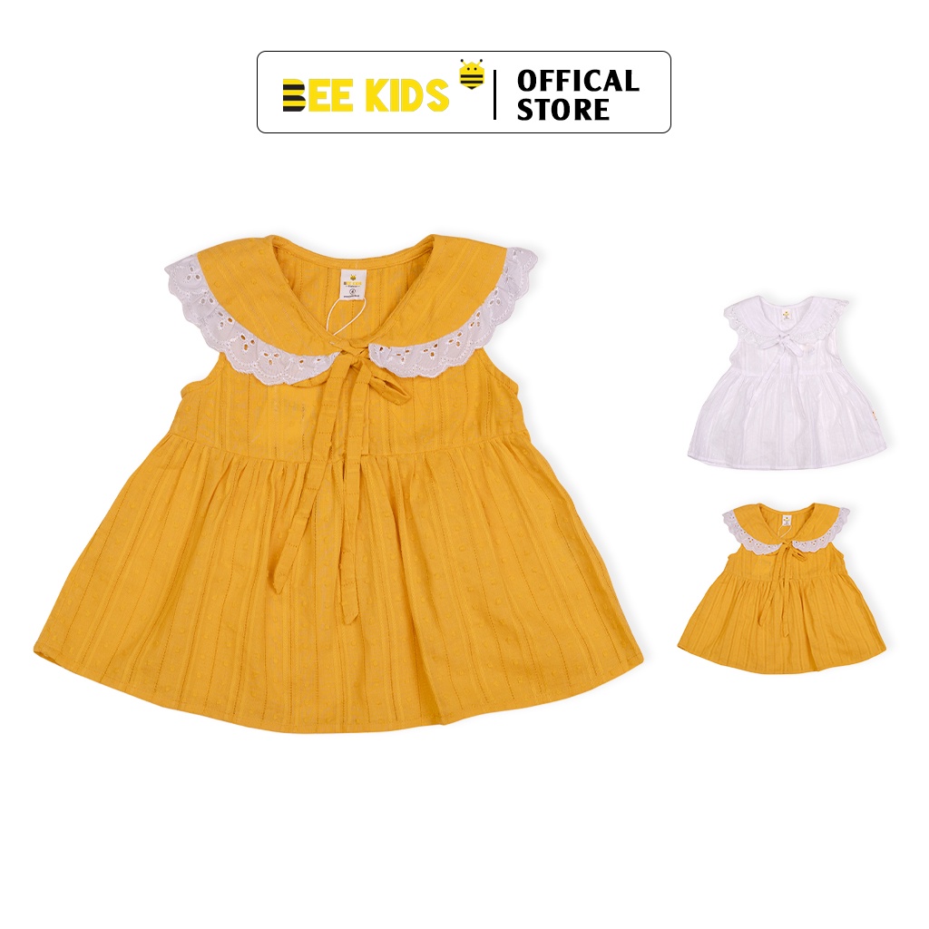 Áo Cho Bé Gái (2-6 Tuổi) Bee Kids Kiểu Dáng Xòe Cổ Sen Phối Ren Thắt Nơ, Vải Thô Nhẹ Mát, Thấm Hút Mồ Hôi - 1AC01695SA