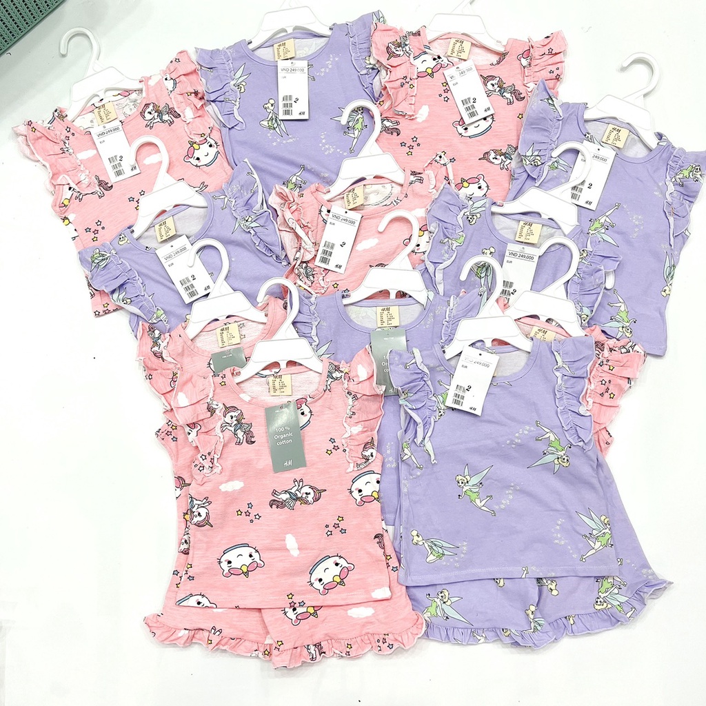 A994- SET 2 BỘ ĐÙI BÉ GÁI COTTON XƯỚC NGỰA HỒNG TÍM