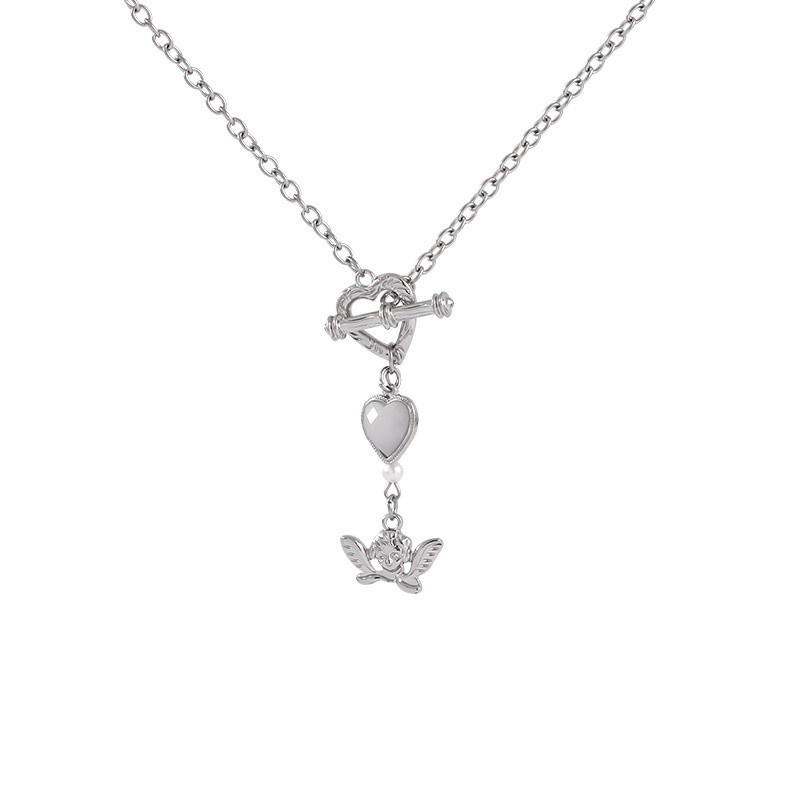 Dây Chuyền Thép Titan Mặt Thiên Thần Tình Yêu 191140Dây Chuyền Sợi Xích Không Phai Thời Trang Sang Trọng Cho Nữ