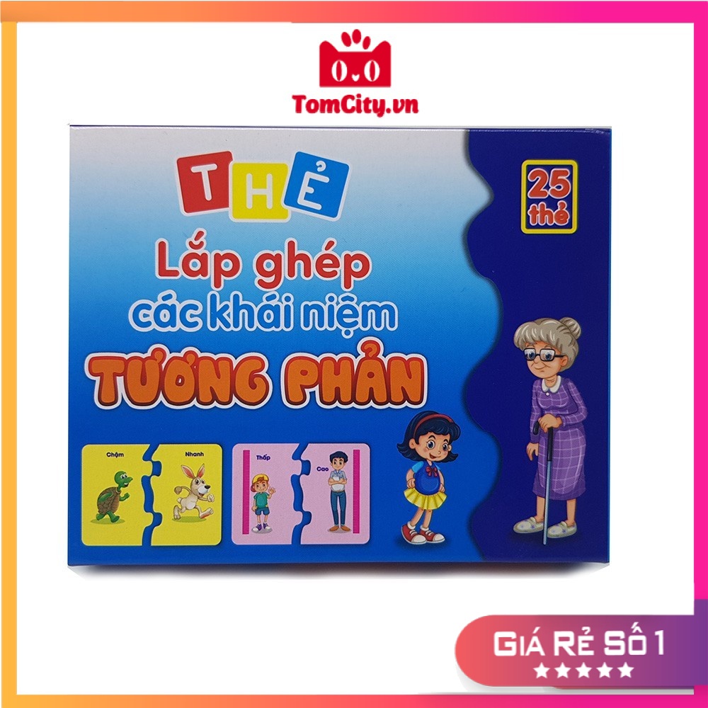 Thẻ Flash Card Lắp Ghép Các Khái Niệm Tương Phản Có Hình Ảnh và Chữ, Flashcard dạy bé tư duy thông minh, học sâu nhớ lâu