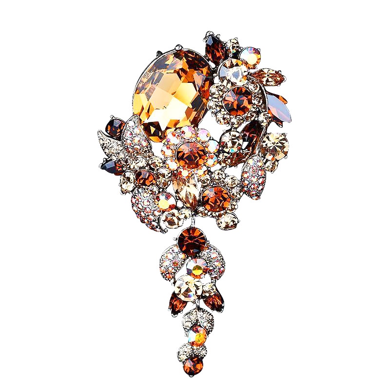 Ghim Cài Áo Đính Đá Phối Tua Rua Dáng Dài Thời Trang Cao Cấp Cho Nữ