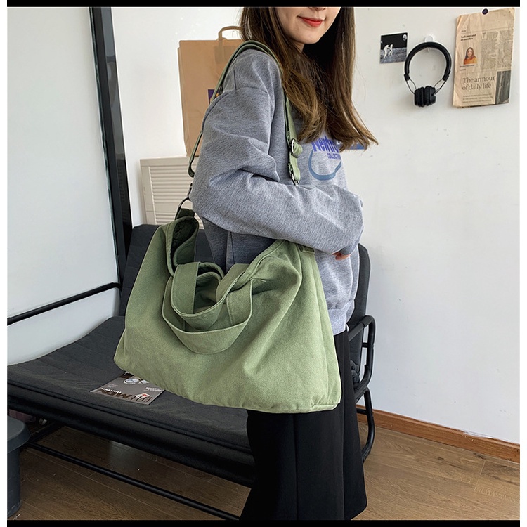 Túi Vải Canvas Đeo Vai Thời Trang Hàn Quốc Cho Nữ