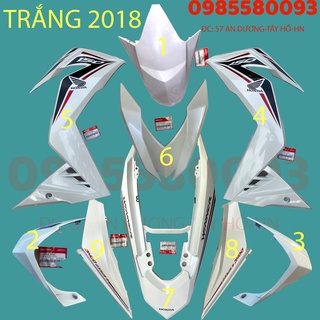 Dàn áo, Bộ nhựa, Vỏ xe winner trắng đời 2018 (chính hãng honda), tặng kèm chốt cài, kẹp nhựa