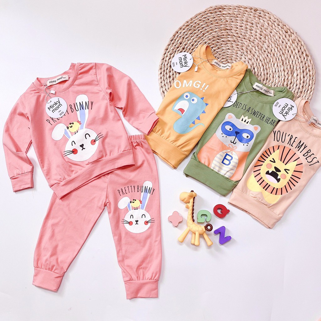 SALE!!! Bộ Dài Tay Cotton 100% Minky Mom Họa Tiết Sư Tử You Are The Best Cho Bé MKM17