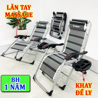 Ghế xếp thư giãn SUMIKA 199-Mẫu mới nhất 2020, lăn tay massage, khung vuông cao cấp, tải trọng 300kg
