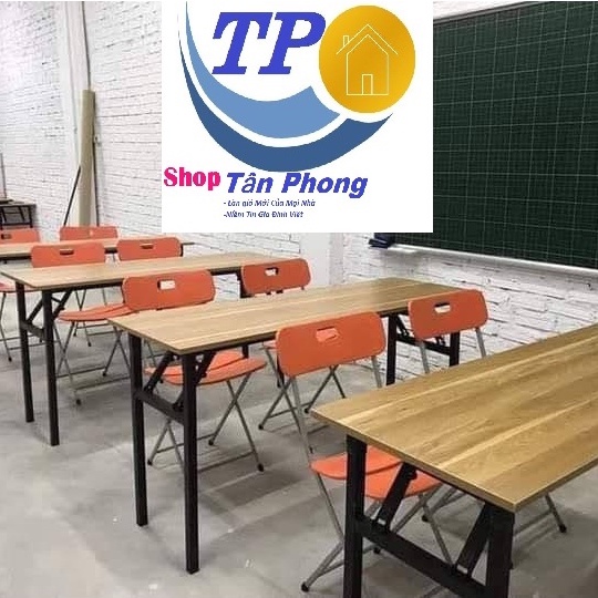 Bàn học xếp gọn mặt gỗ MDF CHÂN SẮT sơn tĩnh điện, chống han rỉ, muối mọt (R60xD120xC75cm) chân sắt vuông 30x30