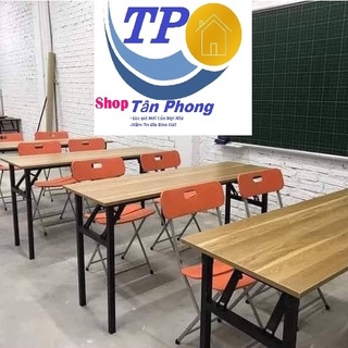 Bàn học xếp gọn mặt gỗ MDF CHÂN SẮT sơn tĩnh điện, chống han rỉ, muối mọt (R60xD120xC75cm) chân sắt vuông 30x30
