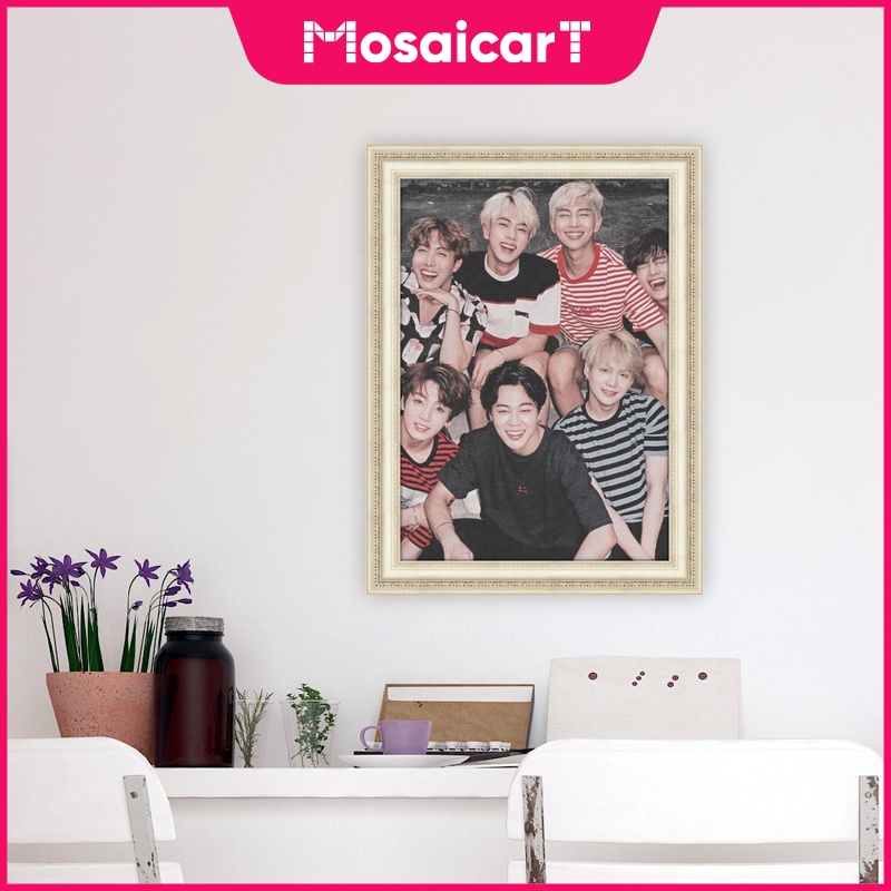 Bộ Tranh Đính Đá 5D Tự Làm Hình Nhóm Nhạc BTS Kích Thước 30x40cm / 40x50cm