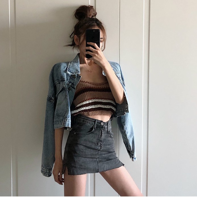 Chân váy chữ a jeans nữ mini Emilyshop