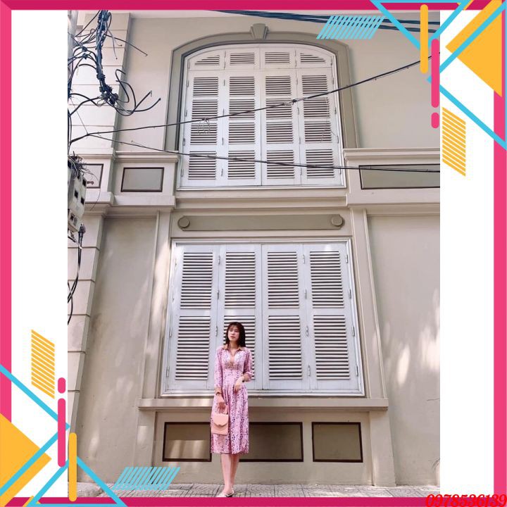 Váy đầm nữ hoa nhí nữ xinh  cá tính bánh bèo dài dự tiệc dáng xòe V03