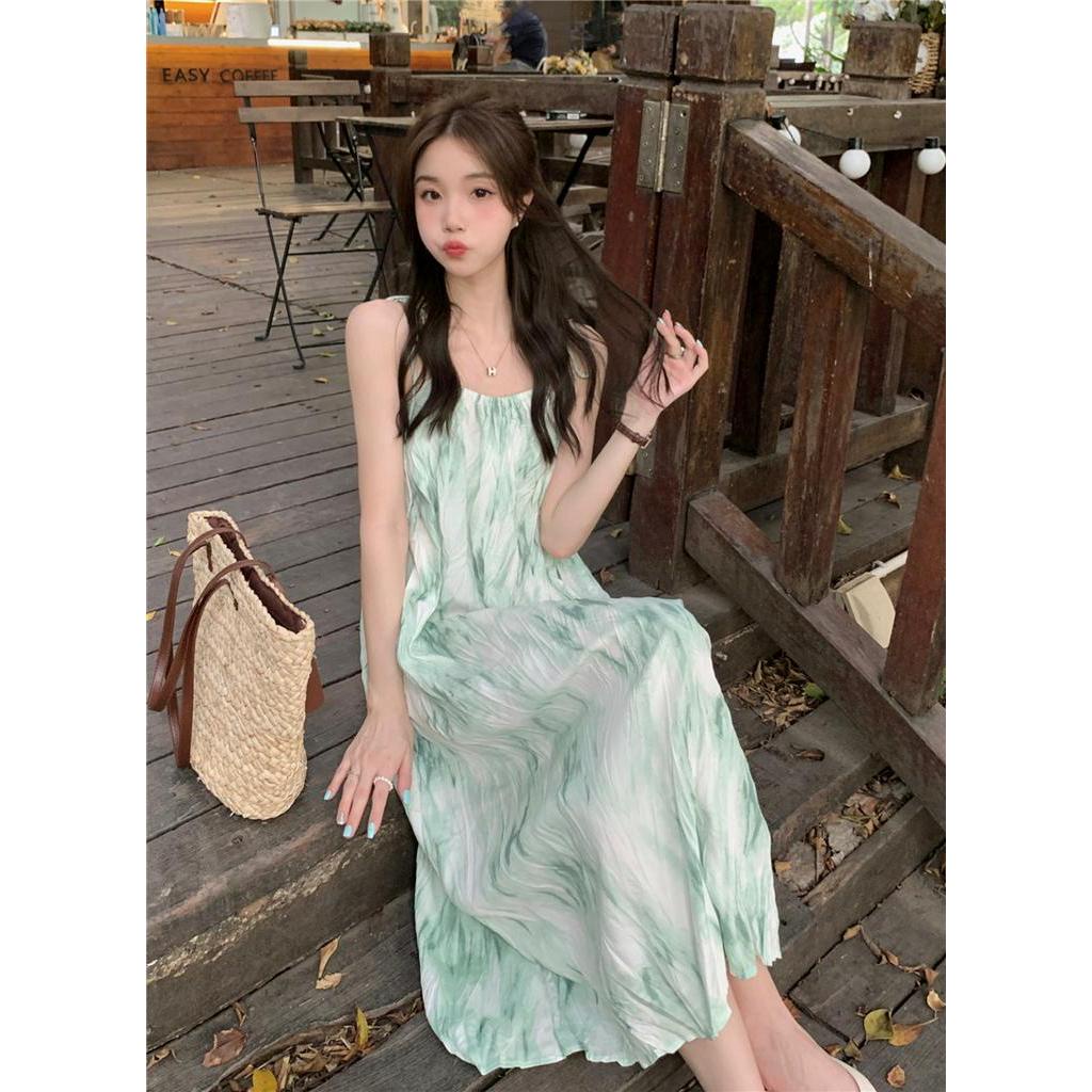 Đầm Hai Dây Dáng Ôm Dài Vừa Phong Cách Retro Pháp 62022