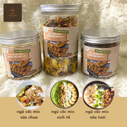 Sẵn hàng NGŨ CỐC GRANOLA HẠT CHIA SIÊU NHIỀU HẠT ĂN KIÊNG NƯỚNG MẬT ONG