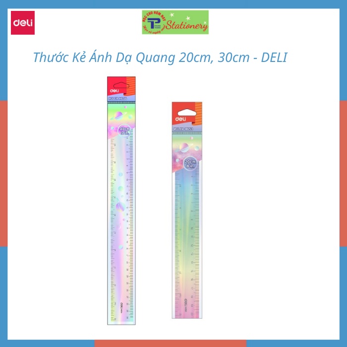 Thước kẻ cực quang deli H654 dài 20cm, 30cm