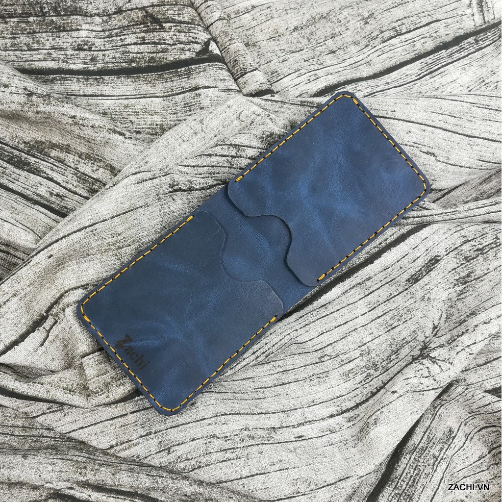 Bóp Ví Nam Mini Nhỏ Gọn Da Bò Thật Hàng Cao Cấp Navy Vân VN01KB35