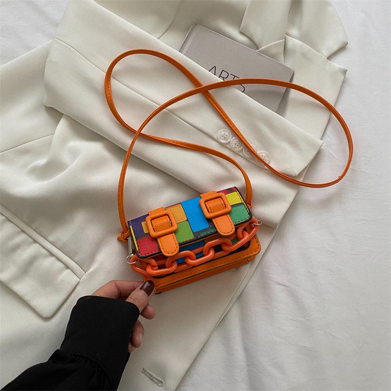 Túi Xách Đeo Vai Hình Vuông Cỡ Nhỏ Màu Kẹo Tương Phản Thời Trang Cho Nữ