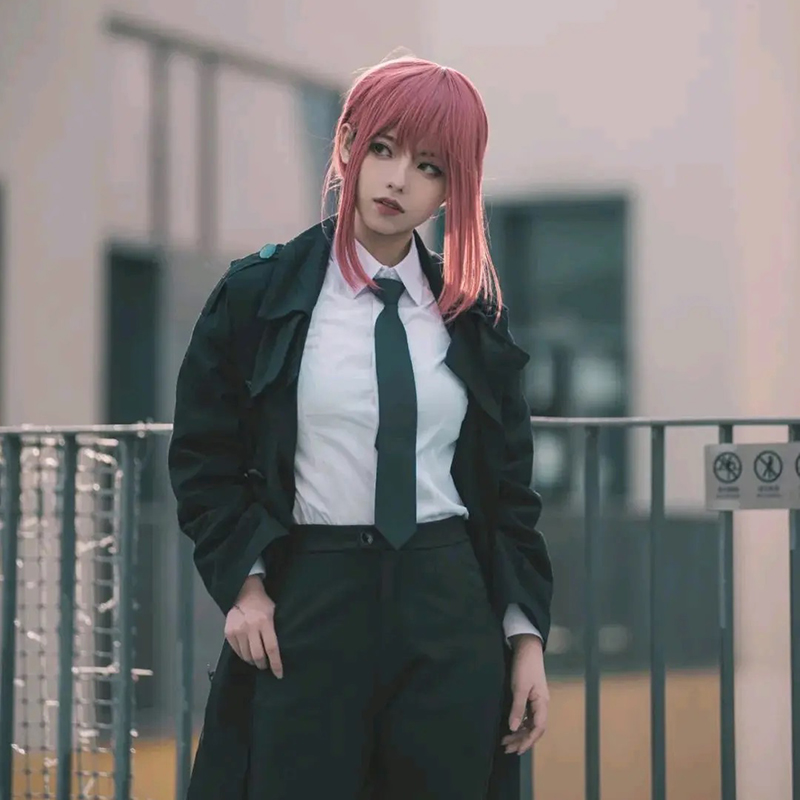 Trang phục áo kiểu tay dài quần dài và áo khoác dài cosplay nhân vật Makima - Chainsaw Man vào dịp Halloween