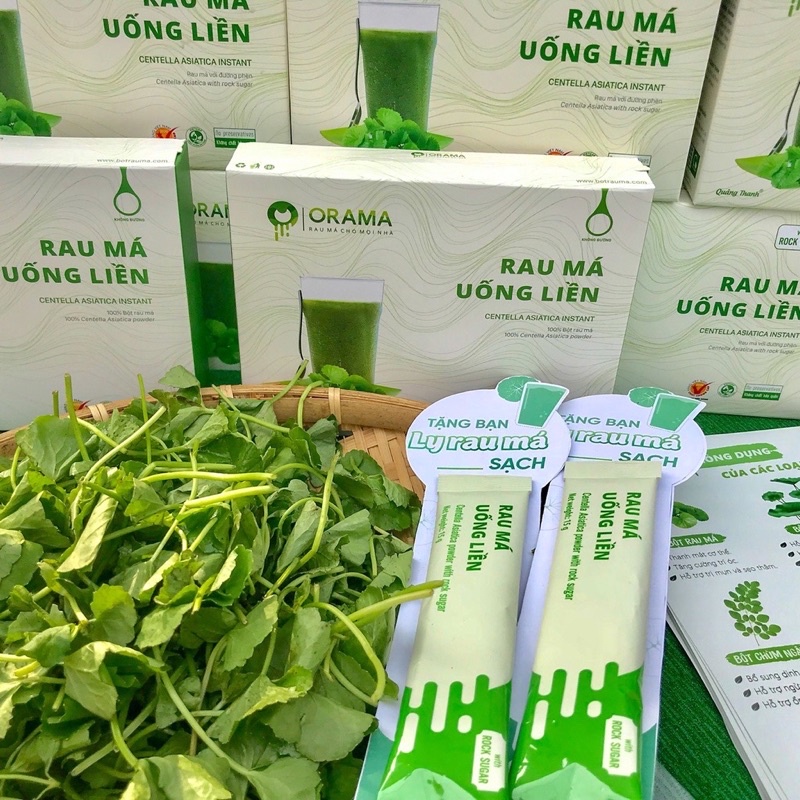 Gói mini - Rau má uống liền ORAMA đường phèn gói 15g- Rau má tươi nguyên chất tăng cường dinh dưỡng