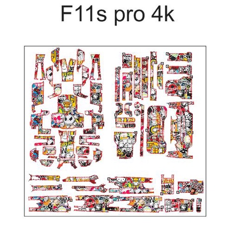 Skin Trang Trí Dán Flycam Sjrc F11S 4k Pro - Dán Full Body - Mẫu Sticker Hoạt Hình - Dán 2 Pin