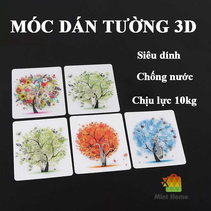 Móc dán tường in hình tranh 3d dễ thương chịu lực siêu chắc siêu bền dính treo đồ nhà tắm, quần áo, tranh ảnh