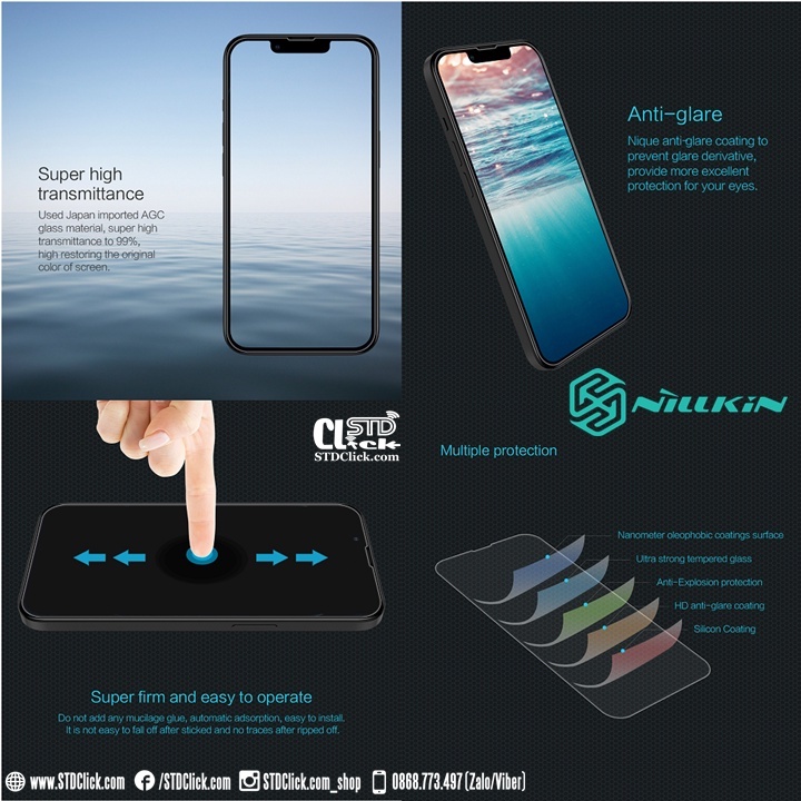 KÍNH CƯỜNG LỰC IPHONE 13 PRO MAX NILLKIN AMAZING H CHÍNH HÃNG