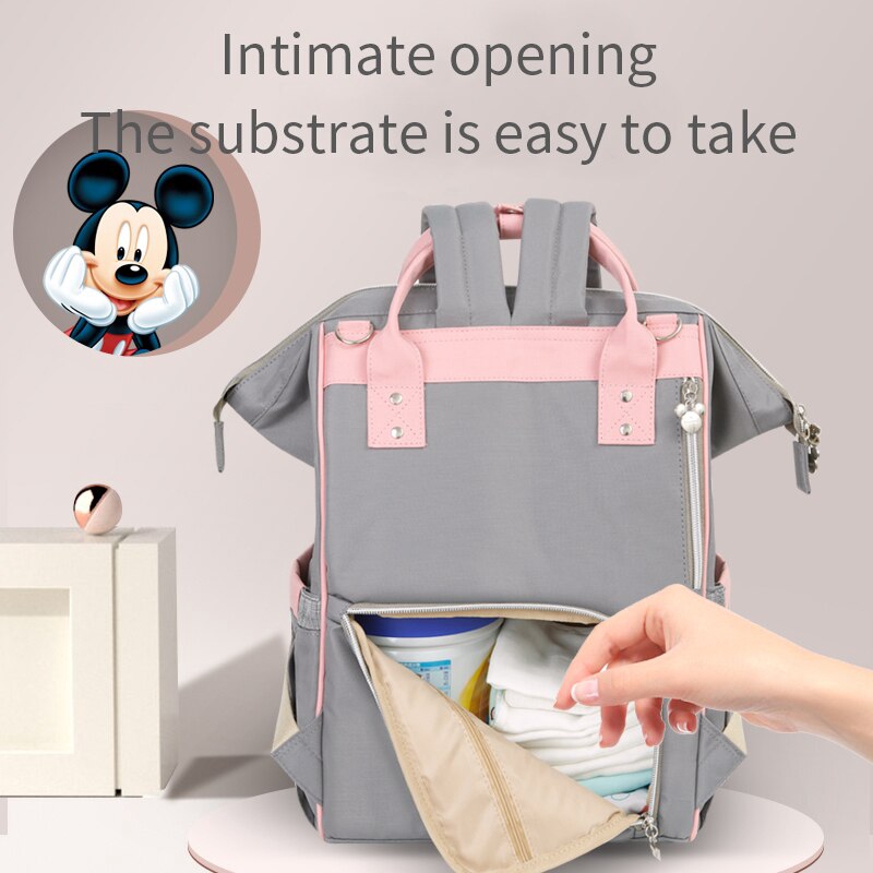 Túi đựng tã cho bé Disney Mickey Minnie Backpack Mummy Maternity Túi đựng tã Chăm sóc trẻ em Túi đa chức năng Organizer Pram