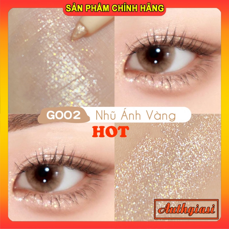 Chì kẻ Nhũ mắt Gecomo HOT HIT bắt sáng Bling kẻ viền và bọng mắt chống nước lâu trôi